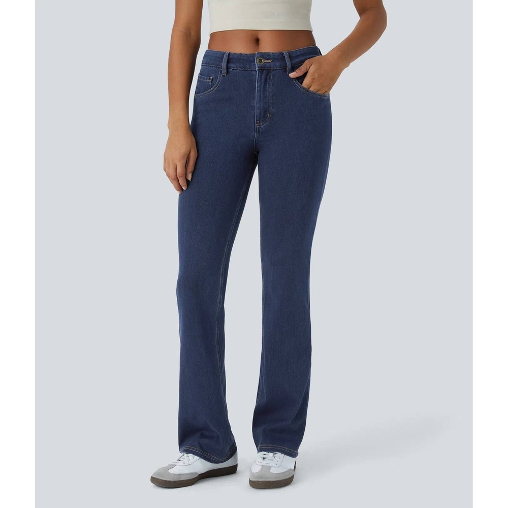 Halara Flex Mid Rise Casual Bootcut Jeans in Denim Blue Large Petite NWT
